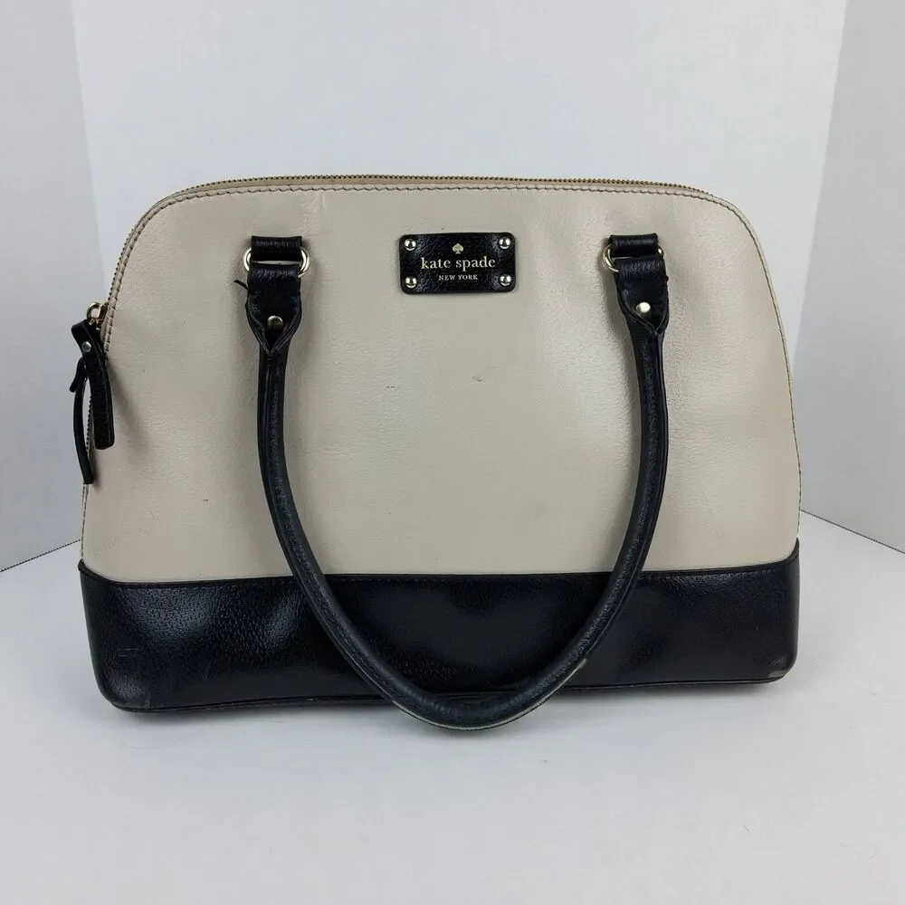 Kate Spade NY Domed Two Tone Leather Satchel Handbag Purse